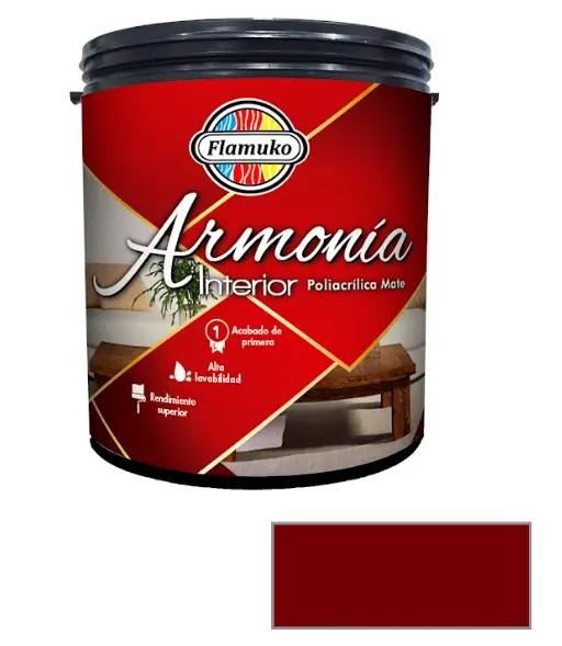 PINTURA CAUCHO ARMONIA PARA INTERIOR CLASE "A" COLOR VINO ESPUMOSO 1 GL REF. ARM-072-300 MARCA FLAMUKO