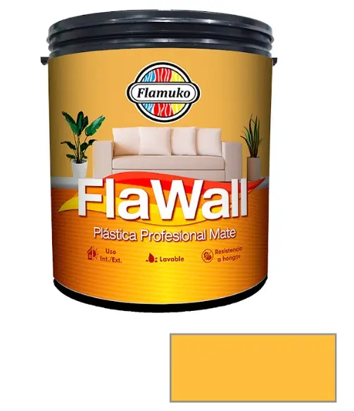 PINTURA CAUCHO FLAWALL PARA INT./EXT. CLASE "B" COLOR AMARILLO SOL 1 GL REF. FLA-70-1129 MARCA FLAMUKO