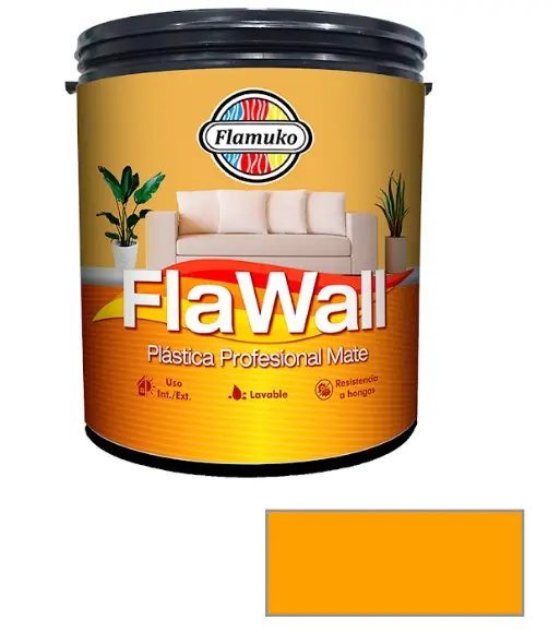 PINTURA CAUCHO FLAWALL PARA INT./EXT. CLASE "B" COLOR AMARILLO MIDAS 1 GL REF. FLA-70-112 MARCA FLAMUKO