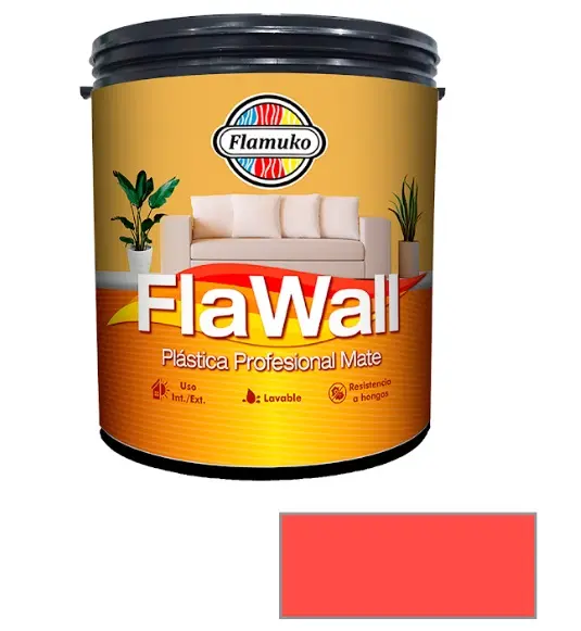 PINTURA CAUCHO FLAWALL PARA INT./EXT. CLASE "B" COLOR ROJO TEJA 1 GL REF. FLA-70-1141 MARCA FLAMUKO