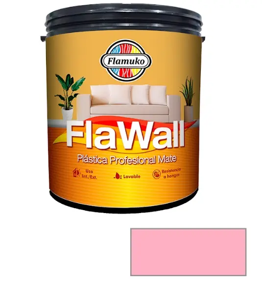 PINTURA CAUCHO FLAWALL PARA INT./EXT. CLASE "B" COLOR ROSA PASTEL 1 GL REF. FLA-70-2221 MARCA FLAMUKO