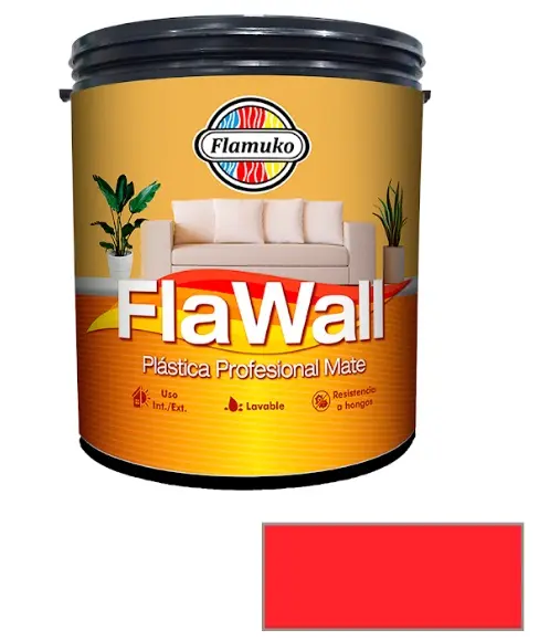 PINTURA CAUCHO FLAWALL PARA INT./EXT. CLASE "B" COLOR ROJO 1 GL REF. FLA-70-1143 MARCA FLAMUKO