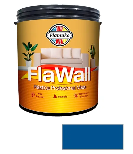 PINTURA CAUCHO FLAWALL PARA INT./EXT. CLASE "B" COLOR AZUL FUERTE 1 GL REF. FLA-70-1153 MARCA FLAMUKO