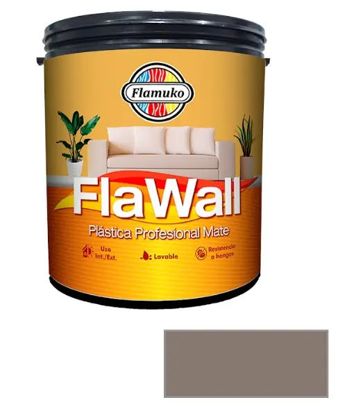 PINTURA CAUCHO FLAWALL PARA INT./EXT. CLASE "B" COLOR GRIS CEMENTO 1 GL REF. FLA-70-1181 MARCA FLAMUKO