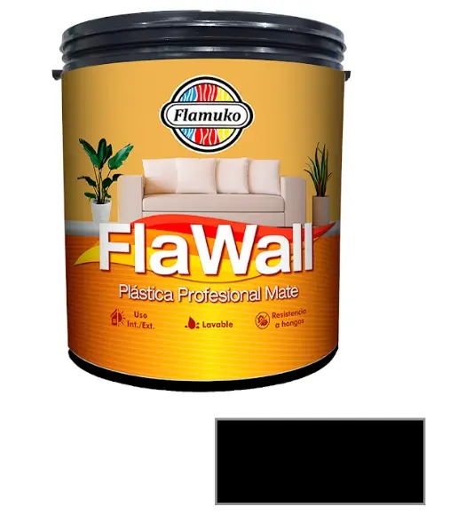 PINTURA CAUCHO FLAWALL PARA INT./EXT. CLASE "B" COLOR NEGRO  1 GL REF. FLA-70-8000 MARCA FLAMUKO