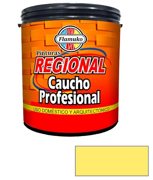 PINTURA CAUCHO REGIONAL PARA INT./EXT. CLASE "C" COLOR AMARILLO RESPLANDO 1 GL REF. REG-359-1126 MARCA FLAMUKO