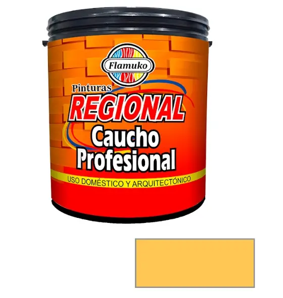 PINTURA CAUCHO REGIONAL PARA INT./EXT. CLASE "C" COLOR AMARILLO TULIPAN 1 GL REF. REG-359-126 MARCA FLAMUKO