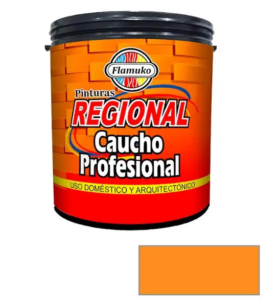 PINTURA CAUCHO REGIONAL PARA INT./EXT. CLASE "C" COLOR NARANJA CREPUSCULO 1 GL REF. REG-359-132 MARCA FLAMUKO