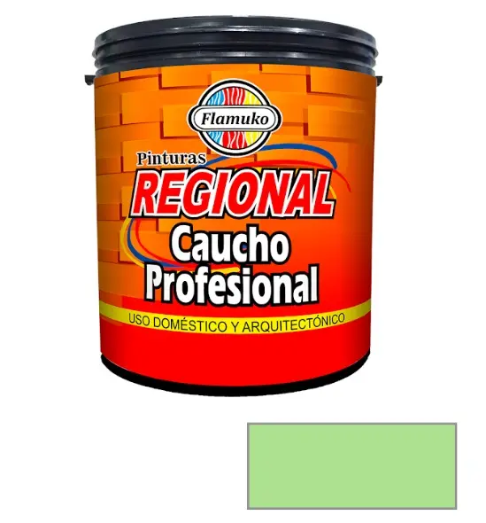PINTURA CAUCHO REGIONAL PARA INT./EXT. CLASE "C" COLOR VERDE PRIMAVERA 1 GL REF. REG-359-166 MARCA FLAMUKO