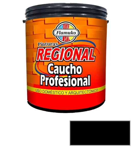 PINTURA CAUCHO REGIONAL PARA INT./EXT. CLASE "C" COLOR NEGRO AZABACHE 1 GL REF. REG-359-700 MARCA FLAMUKO
