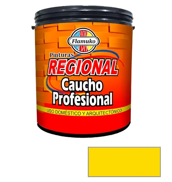 PINTURA CAUCHO REGIONAL PARA INT./EXT. CLASE "C" COLOR AMARILLO GIRASOL 1 GL REF. REG-359-1129 MARCA FLAMUKO