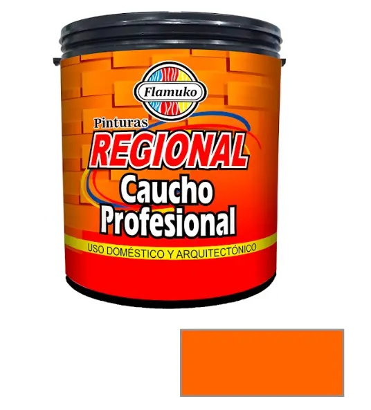 PINTURA CAUCHO REGIONAL PARA INT./EXT. CLASE "C" COLOR NARANJA RADIANTE 1 GL REF. REG-359-1131 MARCA FLAMUKO