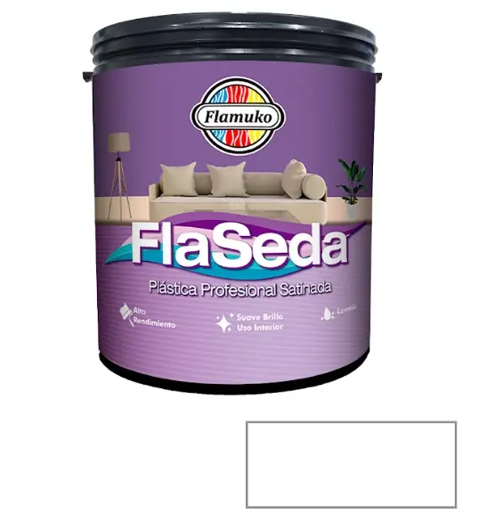 PINTURA CAUCHO FLASEDA SATINADO PARA INTERIOR CLASE "A" COLOR SUPER BLANCO 1 GL REF. FLA-355-0001 MARCA FLAMUKO