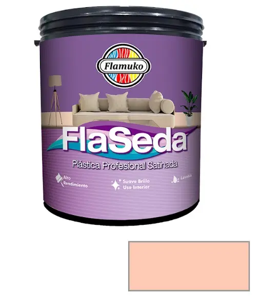 PINTURA CAUCHO FLASEDA SATINADO PARA INTERIOR CLASE "A" COLOR DAMASCO 1 GL REF. FLA-355-2094 MARCA FLAMUKO