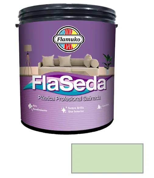 PINTURA CAUCHO FLASEDA SATINADO PARA INTERIOR CLASE "A" COLOR SABILA 1 GL REF. FLA-355-1160 MARCA FLAMUKO