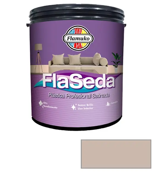 PINTURA CAUCHO FLASEDA SATINADO PARA INTERIOR CLASE "A" COLOR BLANCO OSTRA 1 GL REF. FLA-355-1005 MARCA FLAMUKO