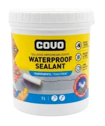 SELLADOR IMPERMEABILIZANTE 1LTS TRANSPARENTE PARA CONCRETO / LADRILLO / MADERA / TAPA GRIETA REF. CV-WS1L / 13854 MARCA COVO