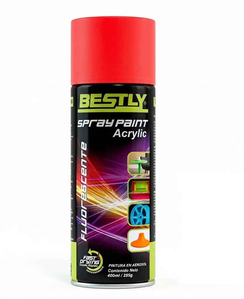 SPRAY AERESOL ESMALTE COLOR ROJO FLUORESCENTE DE 400 ML COD. 258311 REF. BLY-400-1001 MARCA BESTLY 