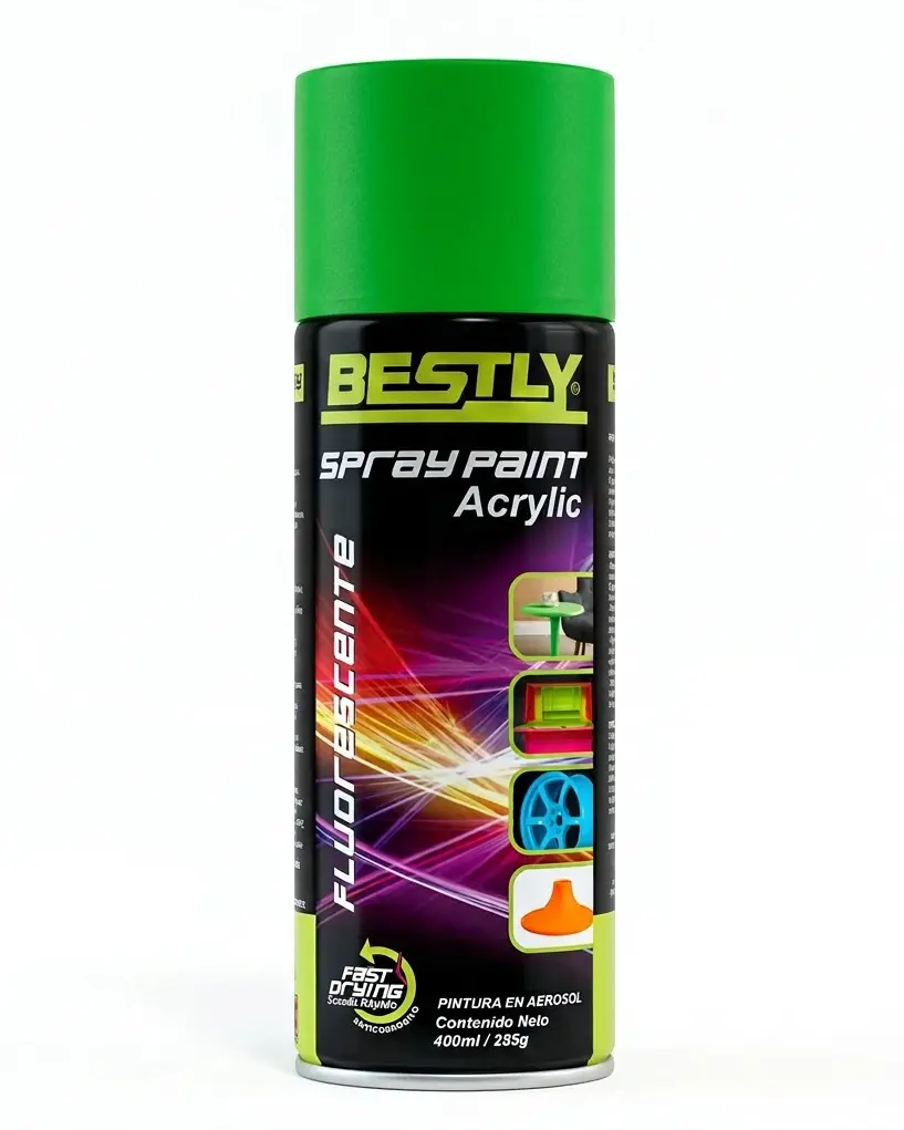SPRAY AERESOL ESMALTE COLOR VERDE FLUORESCENTE DE 400 ML REF. BLY-400-1003 / 258298 MARCA BESTLY