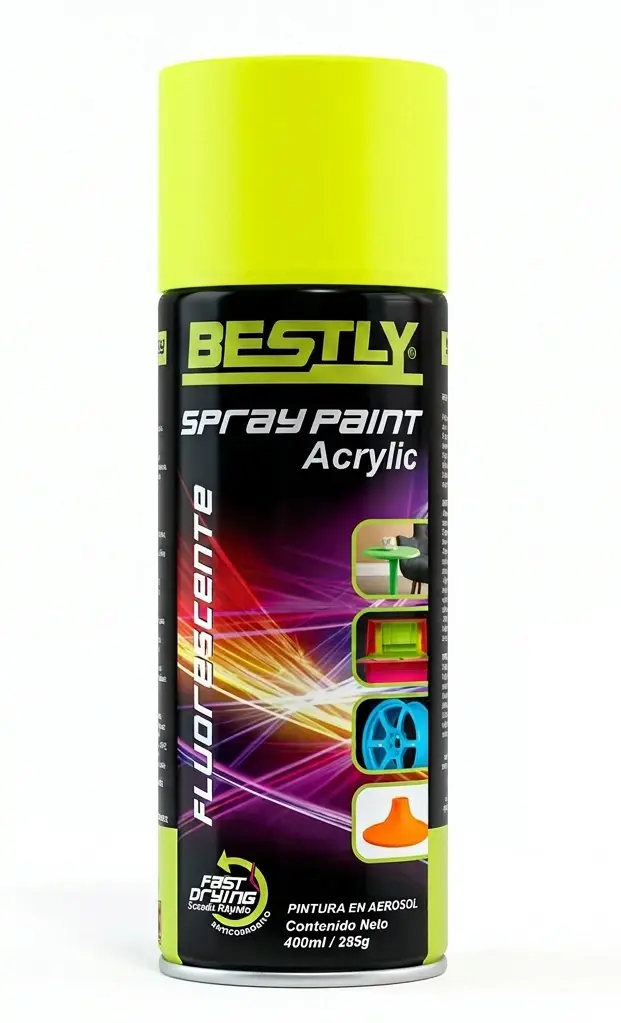 SPRAY AERESOL ESMALTE COLOR AMARILLO FLUORESCENTE DE 400 ML REF. BLY-400-1005 / 258328 MARCA BESTLY