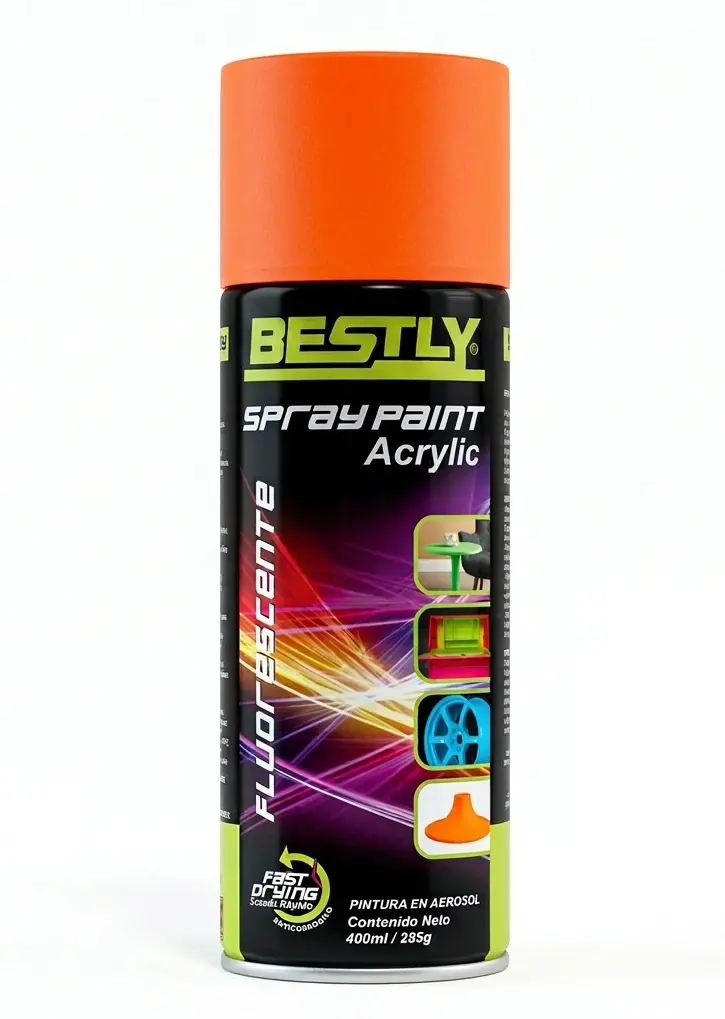 SPRAY AERESOL ESMALTE COLOR NARANJA FLUORESCENTE DE 400 ML REF. BLY-400-1011 / 258342 MARCA BESTLY