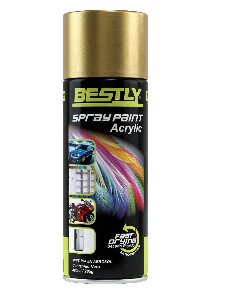 SPRAY AERESOL ESMALTE COLOR DORADO 18K DE 400 ML REF. BLY-400-188 / 258243 MARCA BESTLY