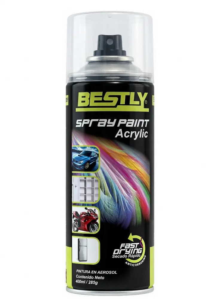 SPRAY AERESOL ESMALTE TRANSPARENTE BRILLANTE 190 DE 400 ML COD. 968692 REF. BLY-400-190 MARCA BESTLY