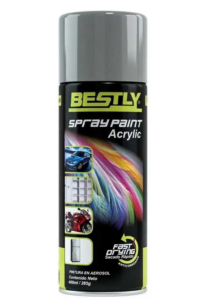 SPRAY AERESOL ESMALTE COLOR GRIS BRILLANTE DE 400 ML REF. BLY-400-22 / 968654 MARCA BESTLY