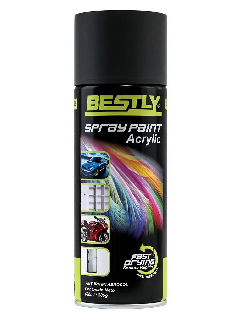 SPRAY AERESOL ESMALTE COLOR NEGRO MATE 4 DE 400 ML COD. 968609 REF. BLY-400-4 MARCA BESTLY