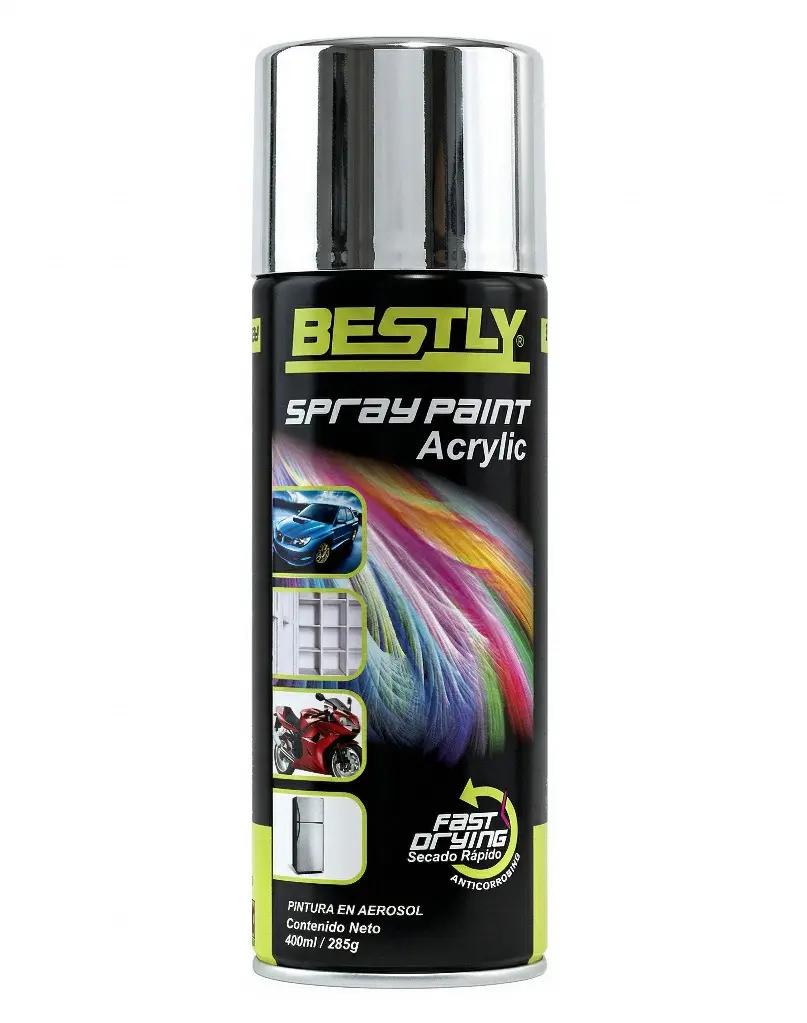 SPRAY AERESOL ESMALTE COLOR CROMADO DE 400 ML REF. BLY-400-BC / 119859  MARCA BESTLY