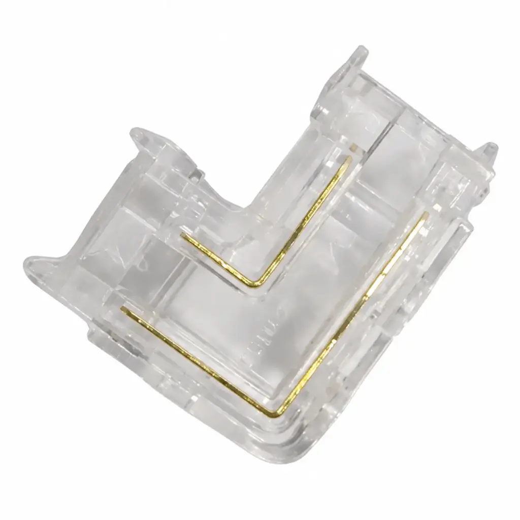 ACCESORIO / UNION / CONECTOR DE CONTINUIDAD TIPO L P/ CINTA COB 110 V TRANSP. REF.LUM- OB2-P8L LUMIND