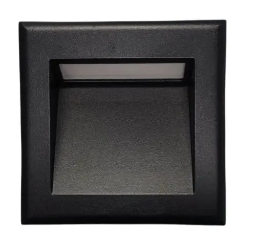 APLIQUE DE CORTESIA PARED / ESCALERA LED INT. 3W 3000K 90-260V IP 65 90X90X4MM NEGRO REF. LUM-1714 LUMIND