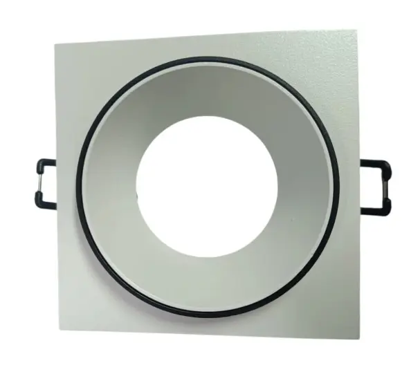 LAMPARA SPOT CUADRADO PARA GU10 9.2 CM X 9.2 CM COLOR BLANCO C/ARO NEGRO REF. LUM-1515-SQ MARCA LUMIND