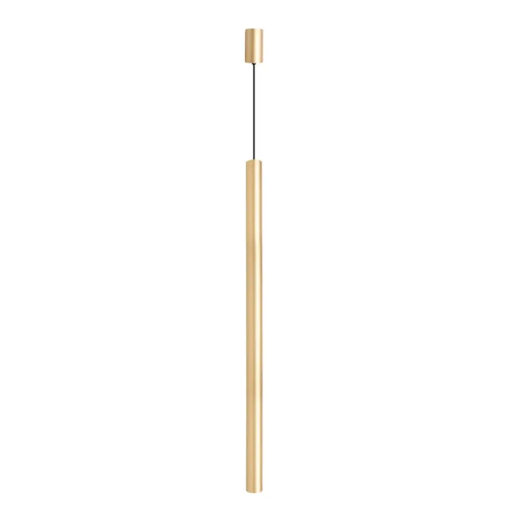 LAMPARA COLGANTE INTEGRADA 6W 3000K 24° 60CM CILINDRICA P/TECHO ULTRA DELGA DORADO REF. LUM-785-6G LUMIND