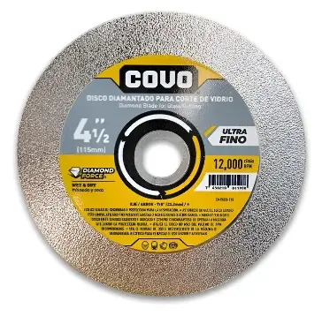 DISCO DE CORTE CONTINUO DE DIAMANTE 4 1/2" X 7/8" P/ VIDRIO REF. CV-TGCD-115 / 13348 MARCA COVO