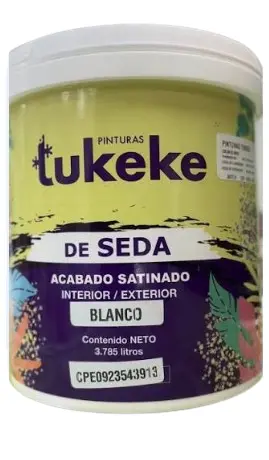 PINTURA DE CAUCHO SATINADA TUKEKE CLASE C PAILA 4 GL COLOR BLANCO REF. TUK0102P COD. 833220 MARCA PINECO
