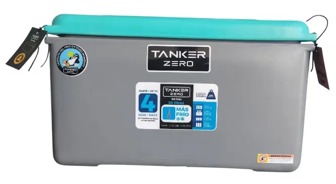 CAVA ZERO 50 LTS / TANKER ZERO COLOR GRIS CON TAPA AGUA MARINA NEGRA 59 X 43 X 36 CM REF. 01800003 MARCA RESINCA