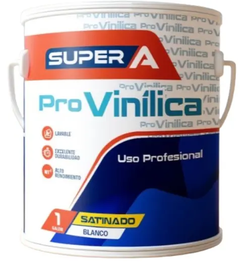 PINTURA CAUCHO PLUS PARA INTERIOR CLASE B SATINADO COLOR BLANCO 1 GL PROVINILICA REF 100101403006 MARCA SUPER A
