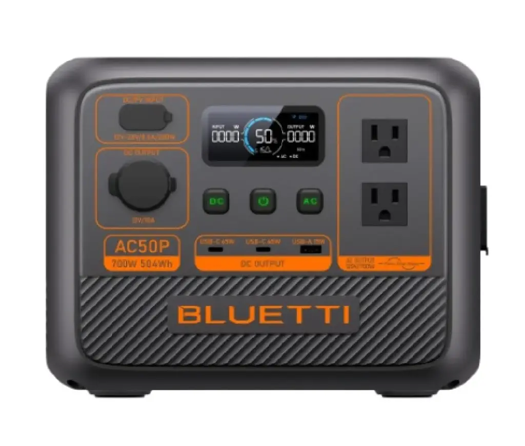 ESTACION DE CARGA 700W 540Wh 120 V 2 TOM USB 2 C + 1 A + CAB. CARG. AC + CAB. CARG. SOLAR + CARG INA. 15W (S/PANEL SOLAR) MOD. AC50P REF. P-AC50PUSGYBL-010 / EEP01002 MARCA BLUETTI