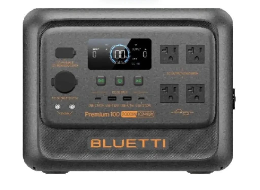 ESTACION DE CARGA 2000W 1024Wh 120 V 4 TOM USB 2 C + 2 A + 2 DC + CAB. CARG. AC + CAB. CARG. SOLAR (S/PANEL SOLAR) MOD. 100 V2 REF. P-PR100V2USGYBL-010 / EEP01004 MARCA BLUETTI