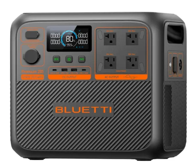 ESTACION DE CARGA 2700W 2073Wh 120 V 4 TOM USB 2 C + 2 A + 2 DC + CAB. CARG. AC + CAB. CARG. SOLAR (S/PANEL SOLAR) MOD. 200 V2 REF. P-PR200V2USGYBL-010 / EEP01005 MARCA BLUETTI