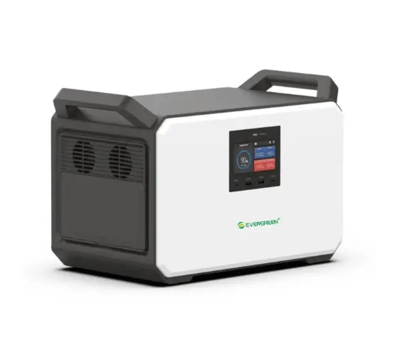 ESTACION DE CARGA 2400 W 2240 Wh 110 V 2 TOM AMER + 2 USB A + 2 C + 12V + CARGA RAPIDA C/PANT. LED + APP WIFI+ BLUETOOTH REF. M1200 (PERMITE ANEXAR BAT. EXPAND. Y PANEL SOLAR) EVERGREEN