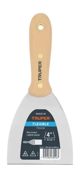 ESPATULA ANGULAR PROFESIONAL 4" MANGO MADERA MOD. ET-4F REF. 14450 MARCA TRUPER