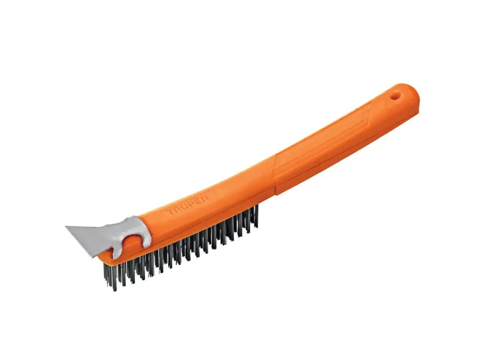 CEPILLO DE ALAMBRE DE ACERO MANGO PLASTICO 3 X 17H C/ ESPATULA MOD. CEA-18E REF.11539 MARCA TRUPER