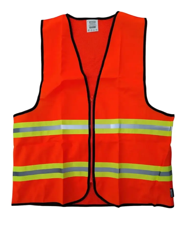CHALECO DE SEGURIDAD REFLECTIVO S/BOLSILLOS ALTA VISIBILIDAD C/ CIERRE TELA DE POLIESTER RESPIRABLE TALLA UNICA C/ NARANJA REF. CV-SV-3 / 12667 MARCA COVO