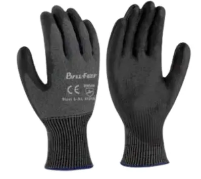 GUANTE DE POLIESTER GRIS CON POLIURETANO TALLA L-XL MULTIUSO (PAR) REF. 72326 / 202049 MARCA BRUFER