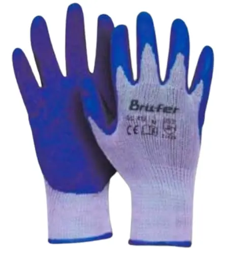 GUANTE DE POLIESTER CON LATEX RUGOSO COLOR AZUL T L-XL REF. 72328 / 202063 MARCA BRUFER