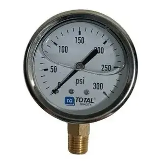 MANOMETRO DE GLICERINA 2 1/2" DE 0 - 300 PSI CONEX. MACHO 1/4" NPT MOD. TQ-H-MG0-300 REF. 10300280 MARCA TOTAL QUALITY