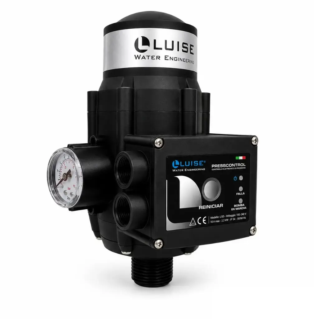 PRESCONTROL ELECTRONICO 1" 145 PSI OFF/ON AJUS. 110-240V 10A IP65 C/MANOMETRO P/BOMBAS MOD. PC-2.1 REF 10340060 MARCA LUISE / CHINT