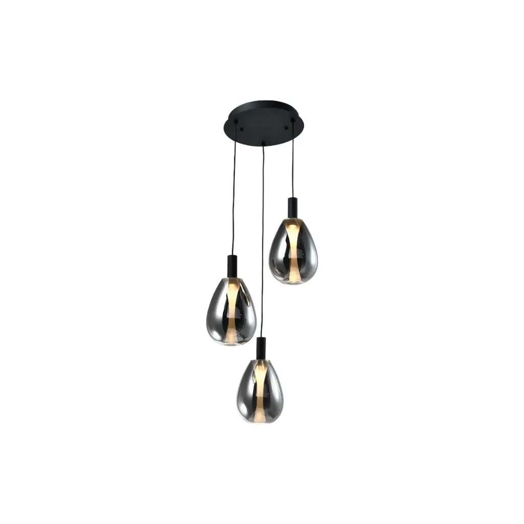 LAMPARA COLGANTE 16W 3000K 36X12 CM 3 LUCES C/ NEGRO REF. DI-628-BK-30K-Z MARCA KASALIGHT / ARTIG LIGHT